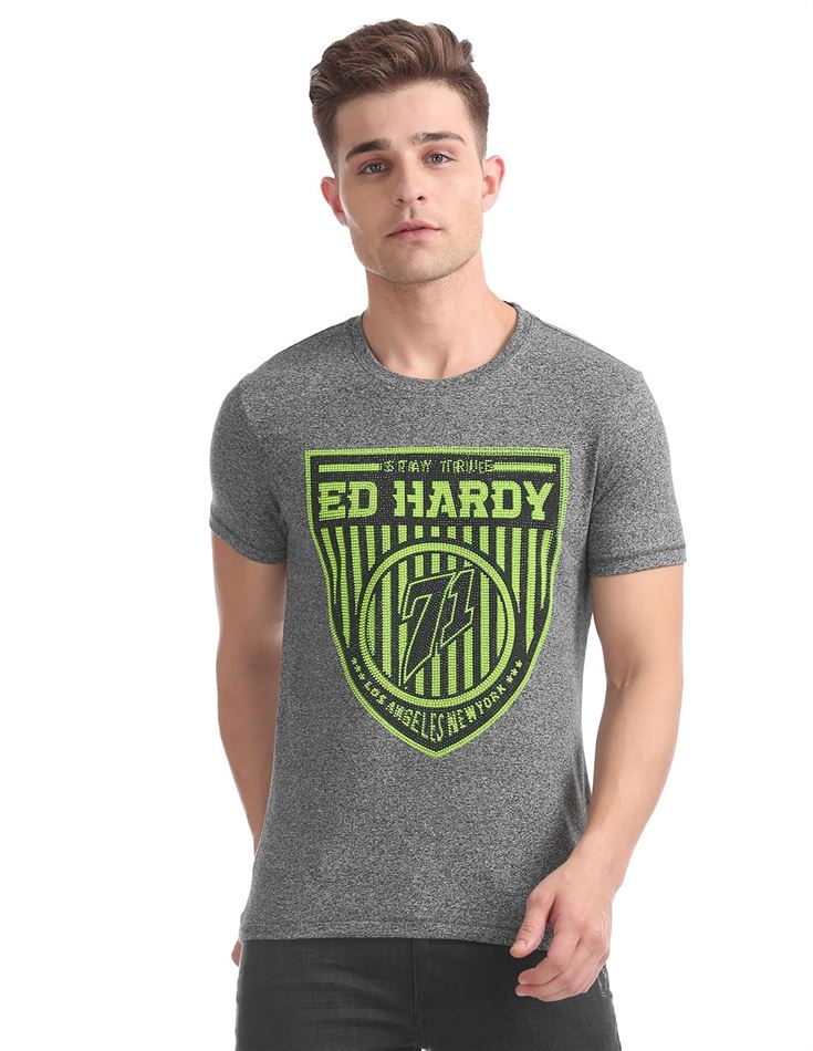 Ed Hardy Men Casual Wear Printed  T-Shirt